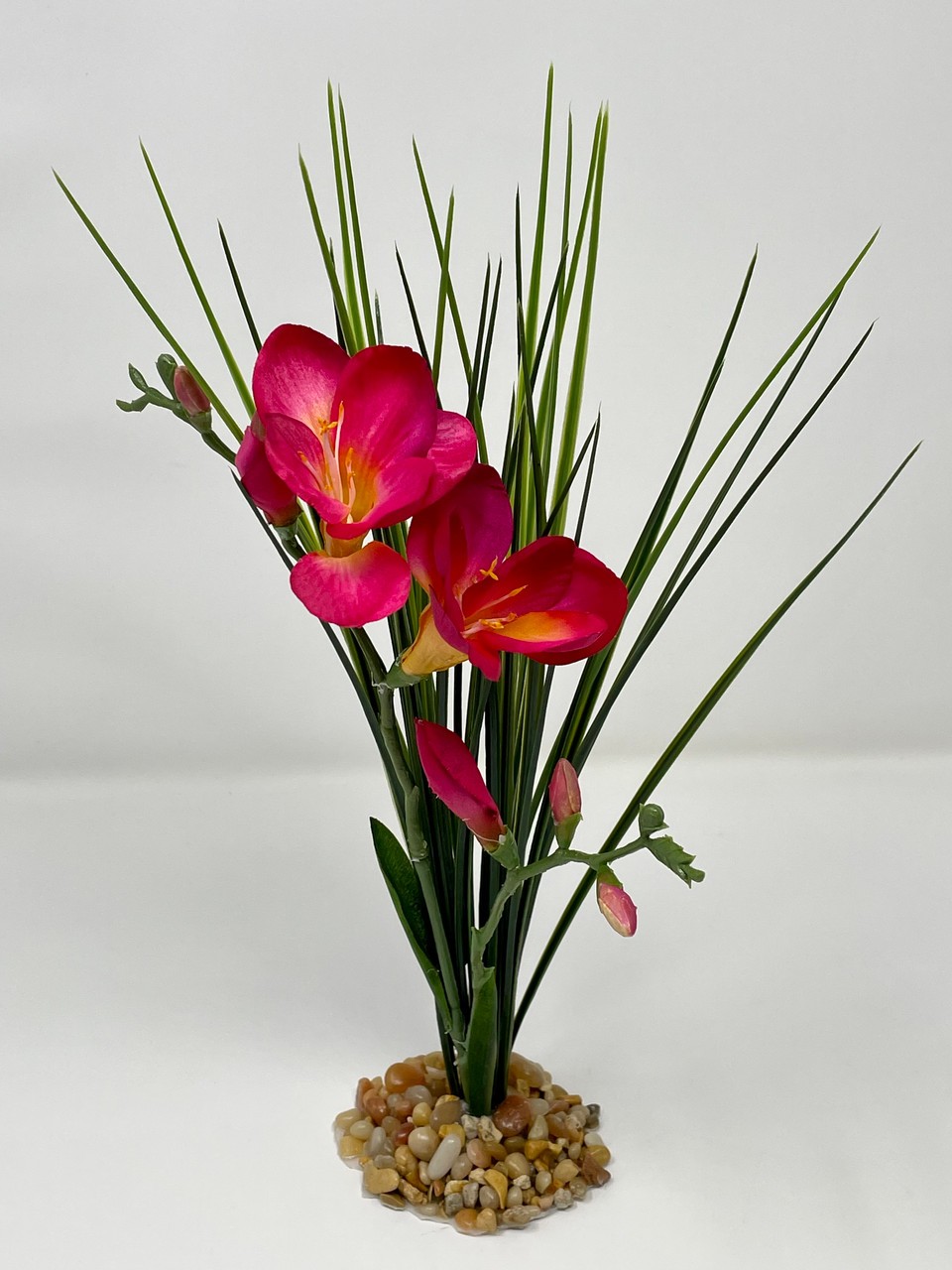 Home Decor 13″ MAGENTA Pink FREESIA flower & Spike Weed combo Silk & plastic pla