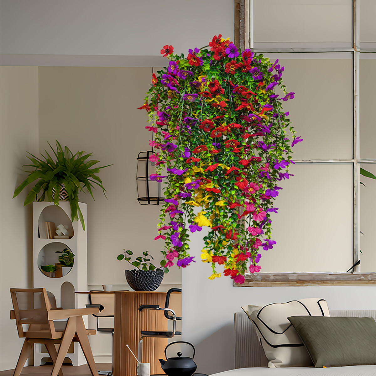 4Pack Artificial Flower Violet Fake Plant Decor Hanging Outdoor Yard Garden Home