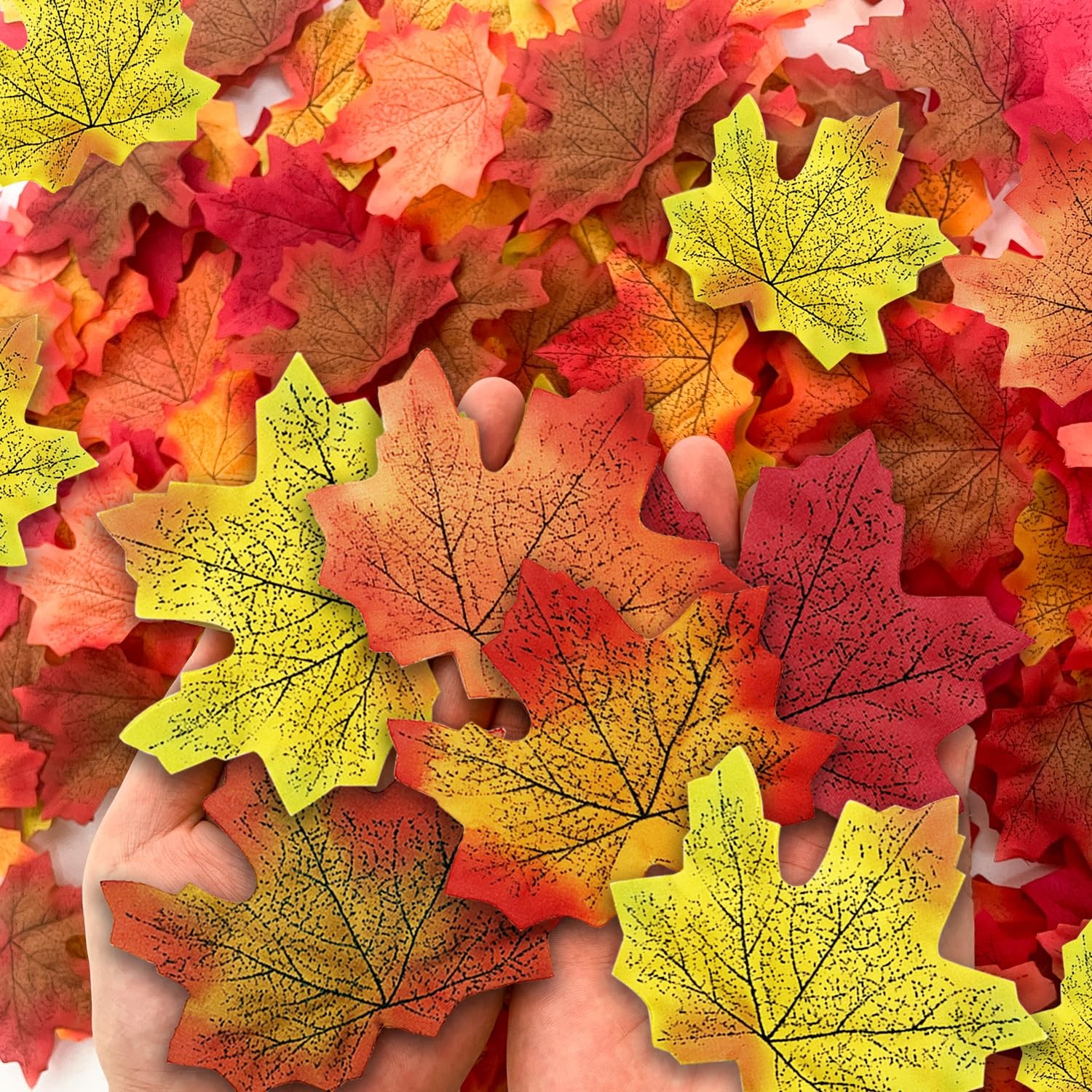 500PCS Fall Artificial Maple Leaves Autumn Bulk For Thanksgiving Wreath DIY