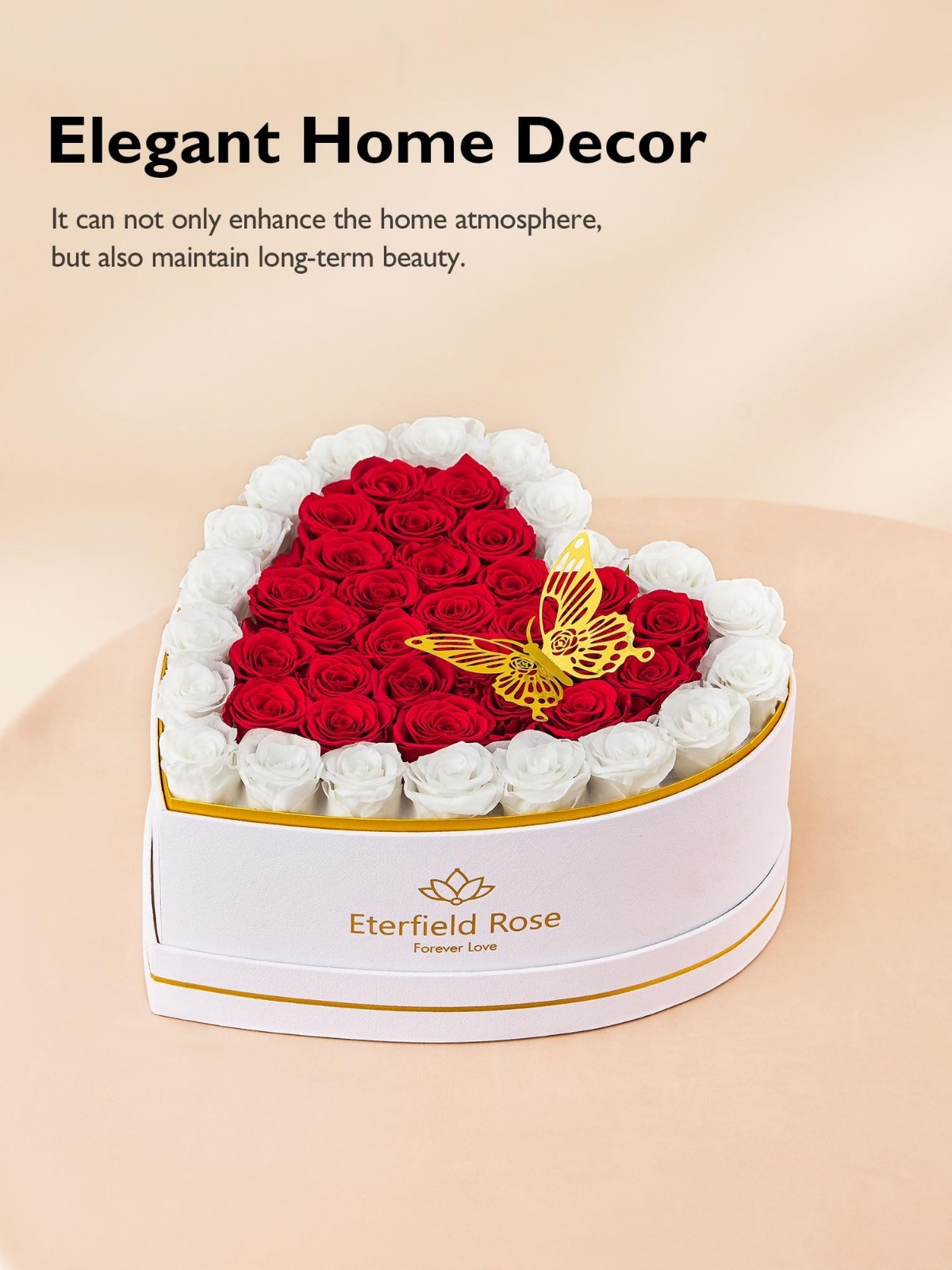 47 Preserved Roses Heart Box – Forever Flowers Gift for Her, Mom, Wife, Annivers