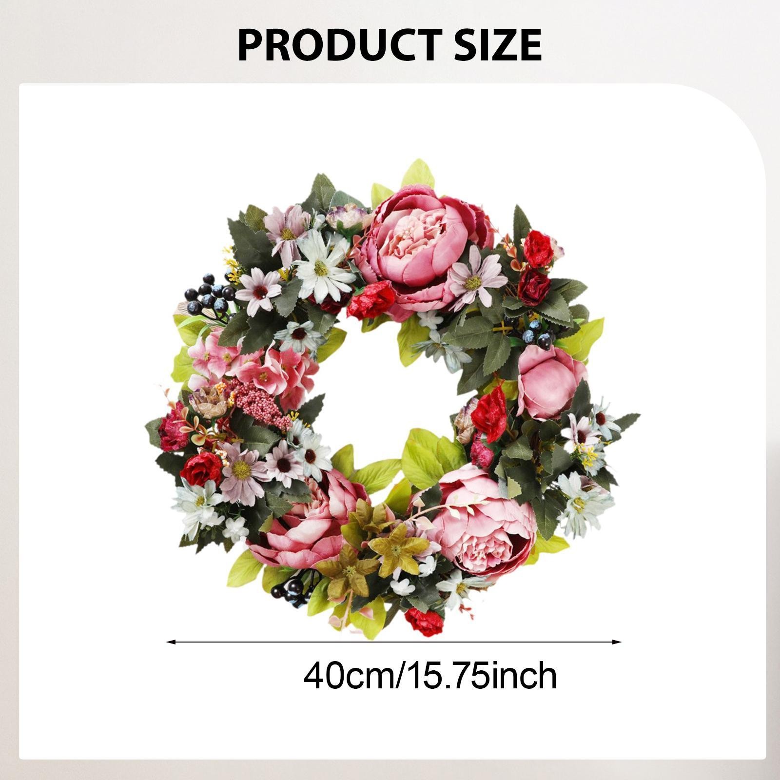 Artificial Peony Wreath Decorations 15.75inch Home Balcony Hanging Ornament