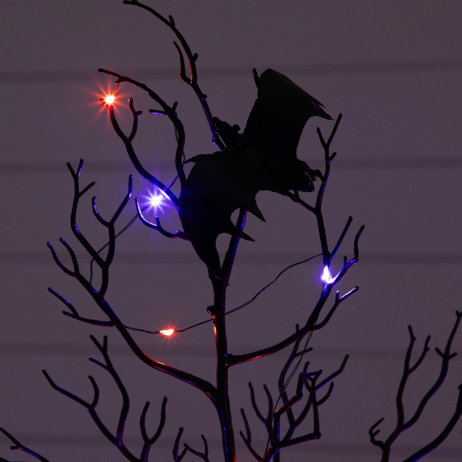 Nearly Natural 4ft Pre-Lit Halloween Black Spooky Twig Tree w/ Bats & 120 LED