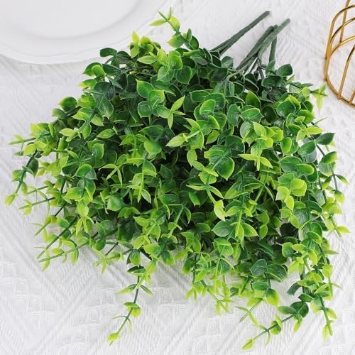 Artificial Plant Bundle 24 Stems Eucalyptus Greenery No Fade Outdoor Indoor