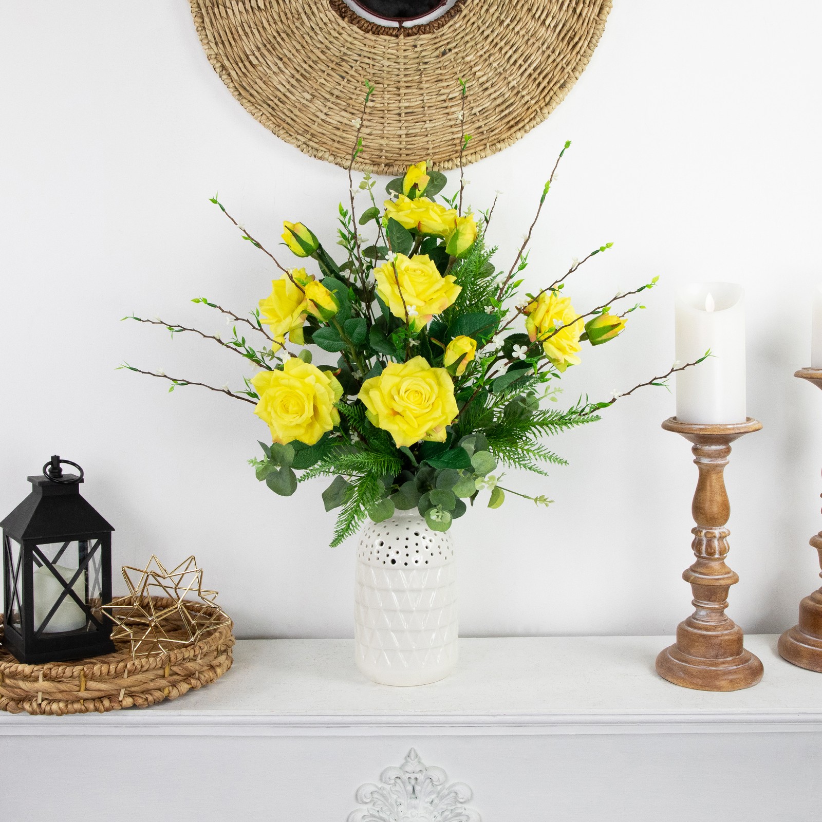 Northlight Real Touch™ Yellow Artificial Rose Stems, Set of 6 – 19″