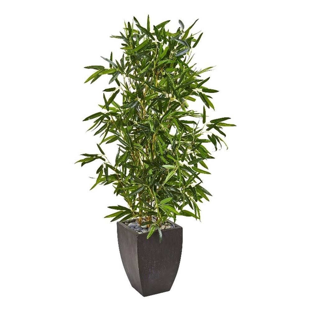 Nearly Natural 5ft Bamboo Tree in Black Planter (Real Touch) UV Resistant