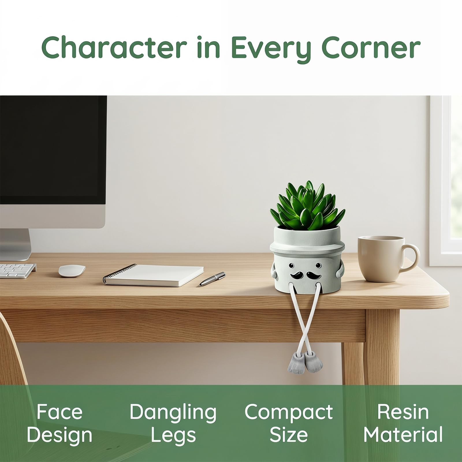 Fake Plant with Gray Flower Pot Artificial Succulents Plant for Indoor Bathro…
