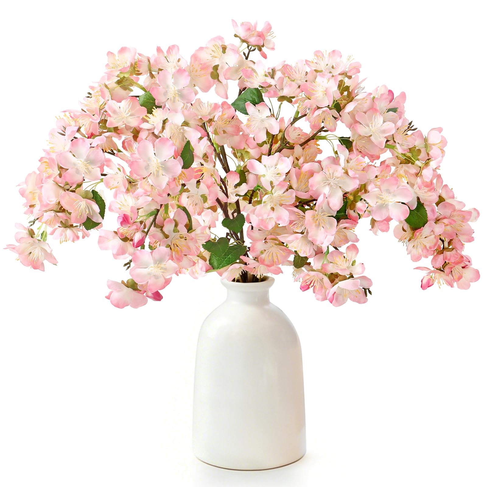6 PCS Pink Artificial Cherry Blossom Branches Faux Silk Flowers Fake Plants