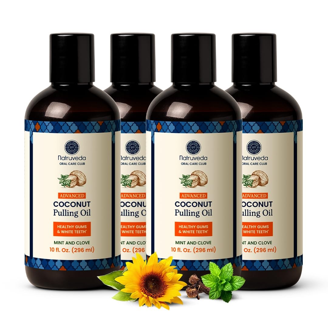 Coconut Oil Pulling Mouthwash – 10 Fl Oz (Pack of 4), Light Yellow
