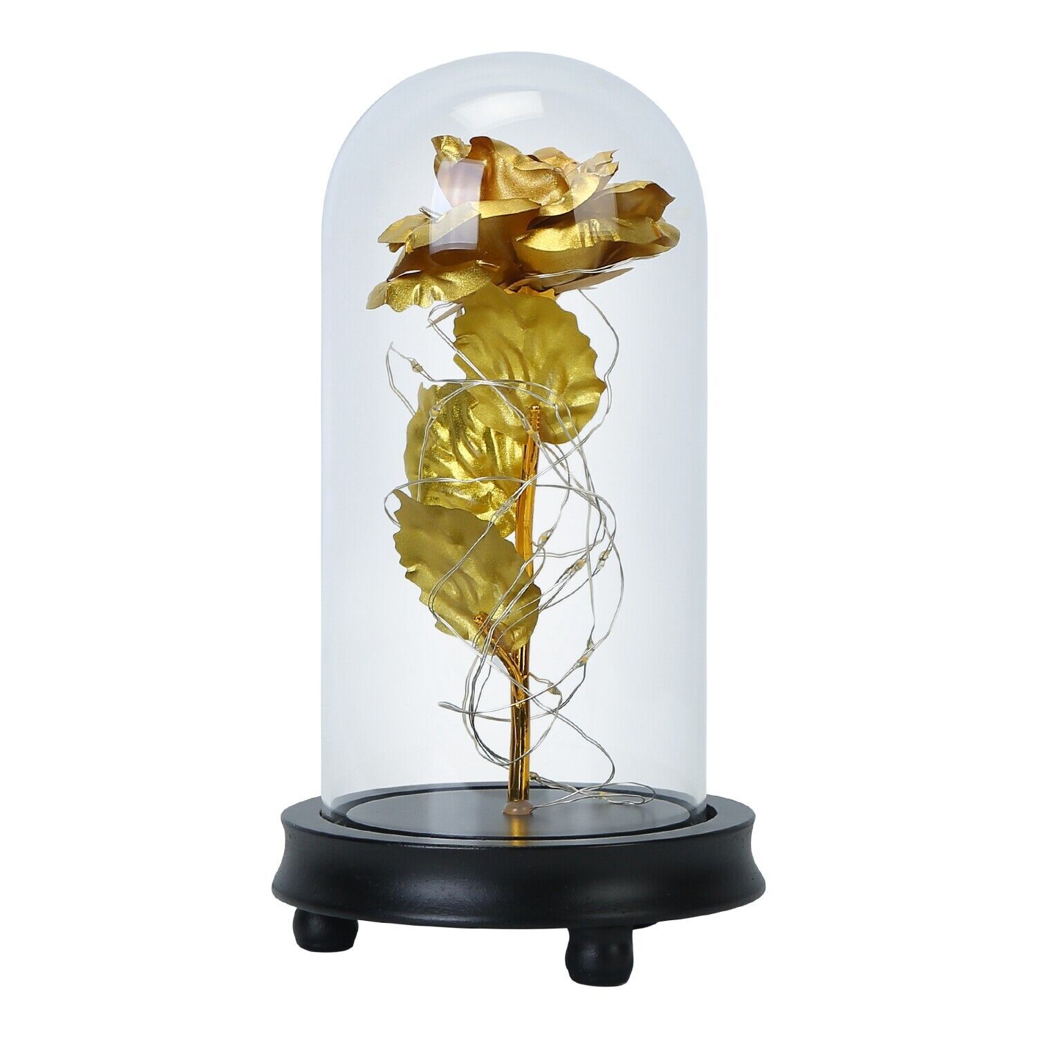 Eternal Rose LED Light Flower Crystal Glass Dome Girlfriend Wife Gift Home Decor
