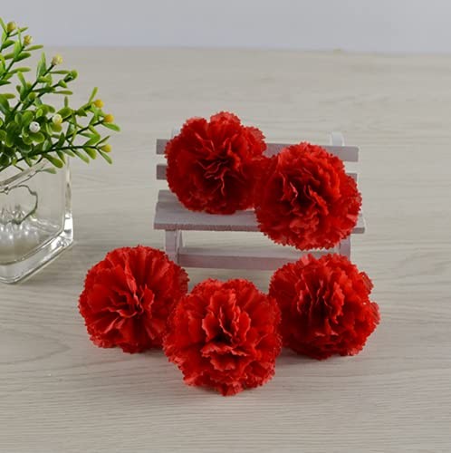 50 Artificial Silk Carnation Flower Head with Stems Set,Vase Fillers, for Hom…