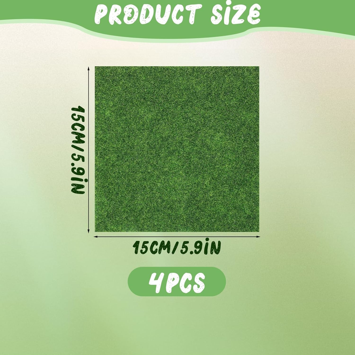 4 PCS Artificial Grass Miniature Fairy Garden Grass 6 x 6 Inches Fake Grass for