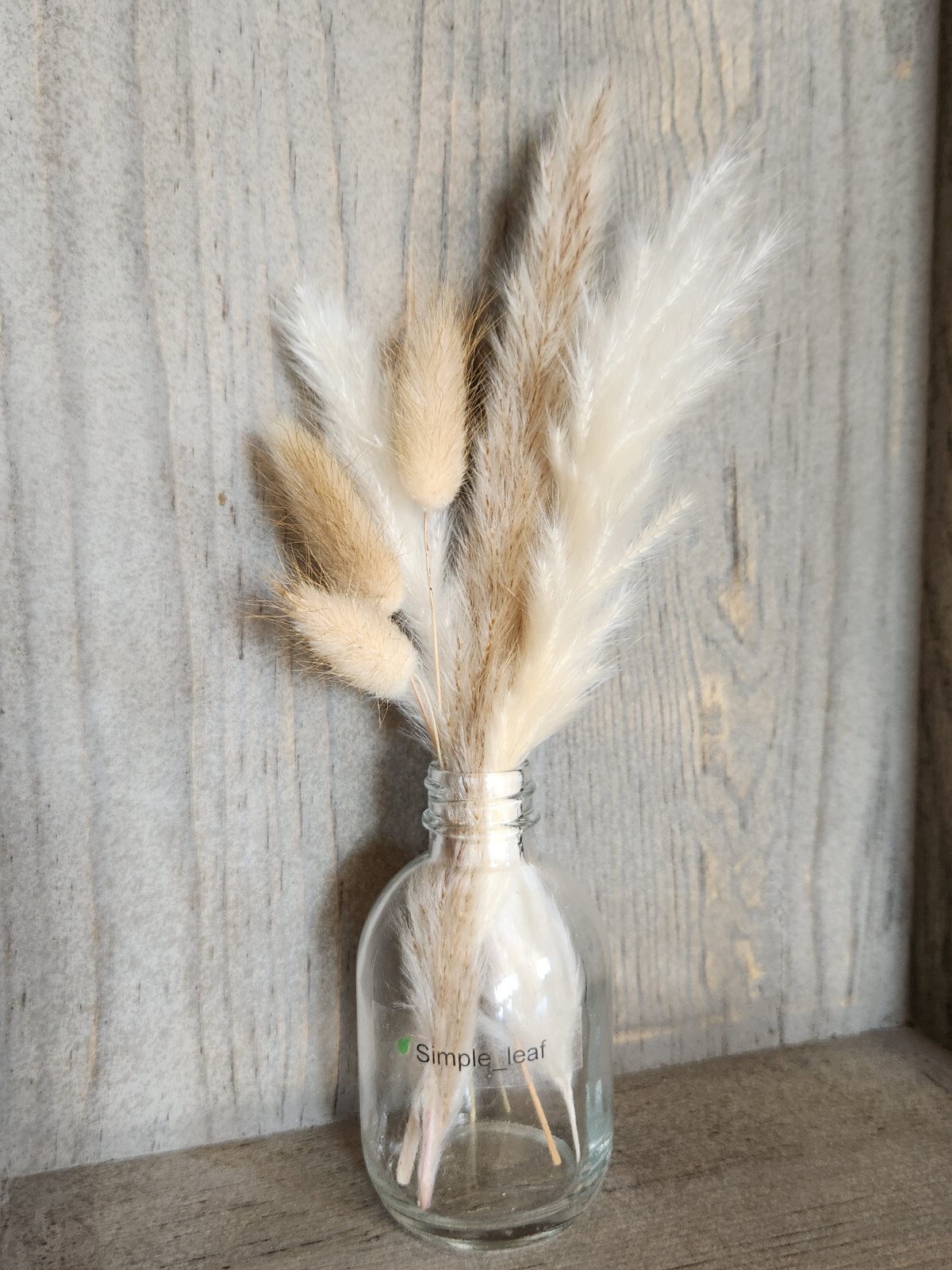 Decor Set – 3 Potted Artificial Succulent, Dried Grass Bouquet in Glass Bottle