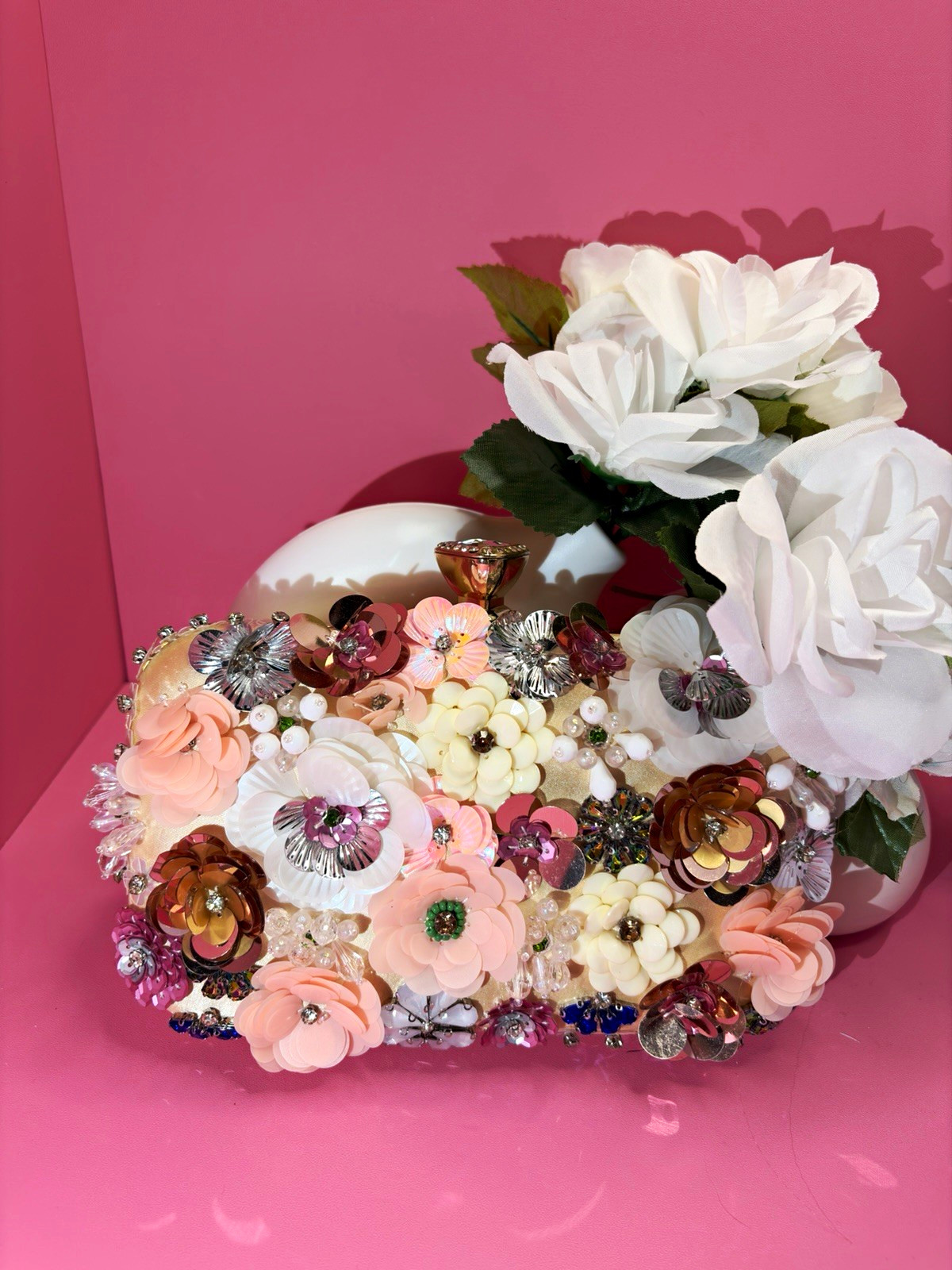 Artificial Rose Floral Arrangement & Centerpiece, Multicolor Mixed Materials