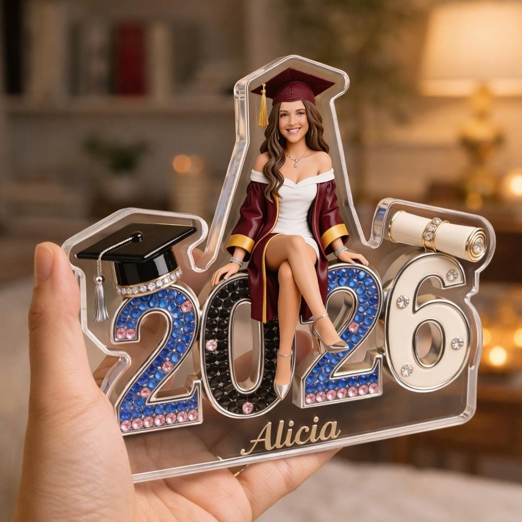 Personalized Graduation Photo Plaque: Class of 2026, Custom Acrylic Block