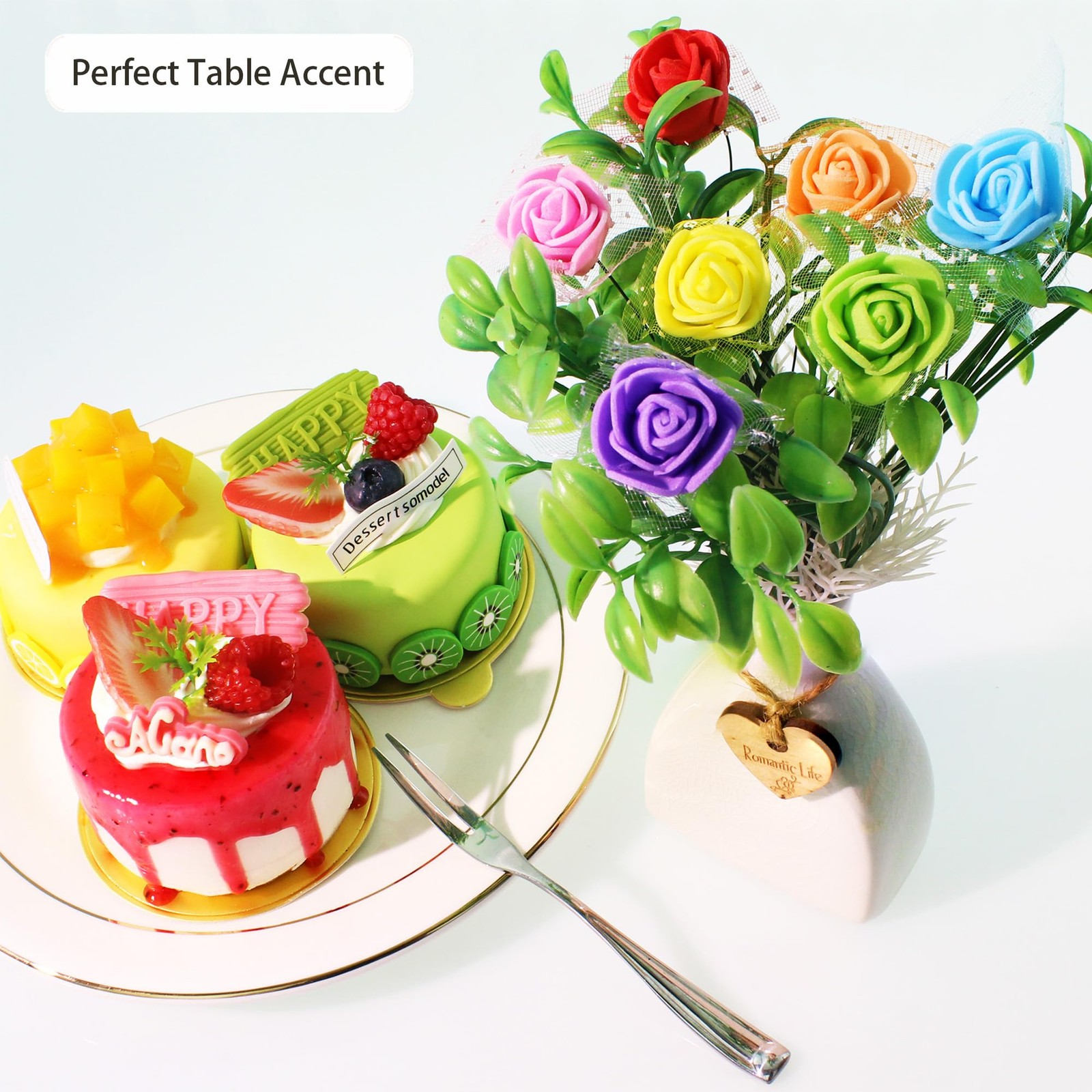 1000 PCS 0.6 Inch Mini Fake Rose Head Gauze Foam Artificial Flowers 7Color
