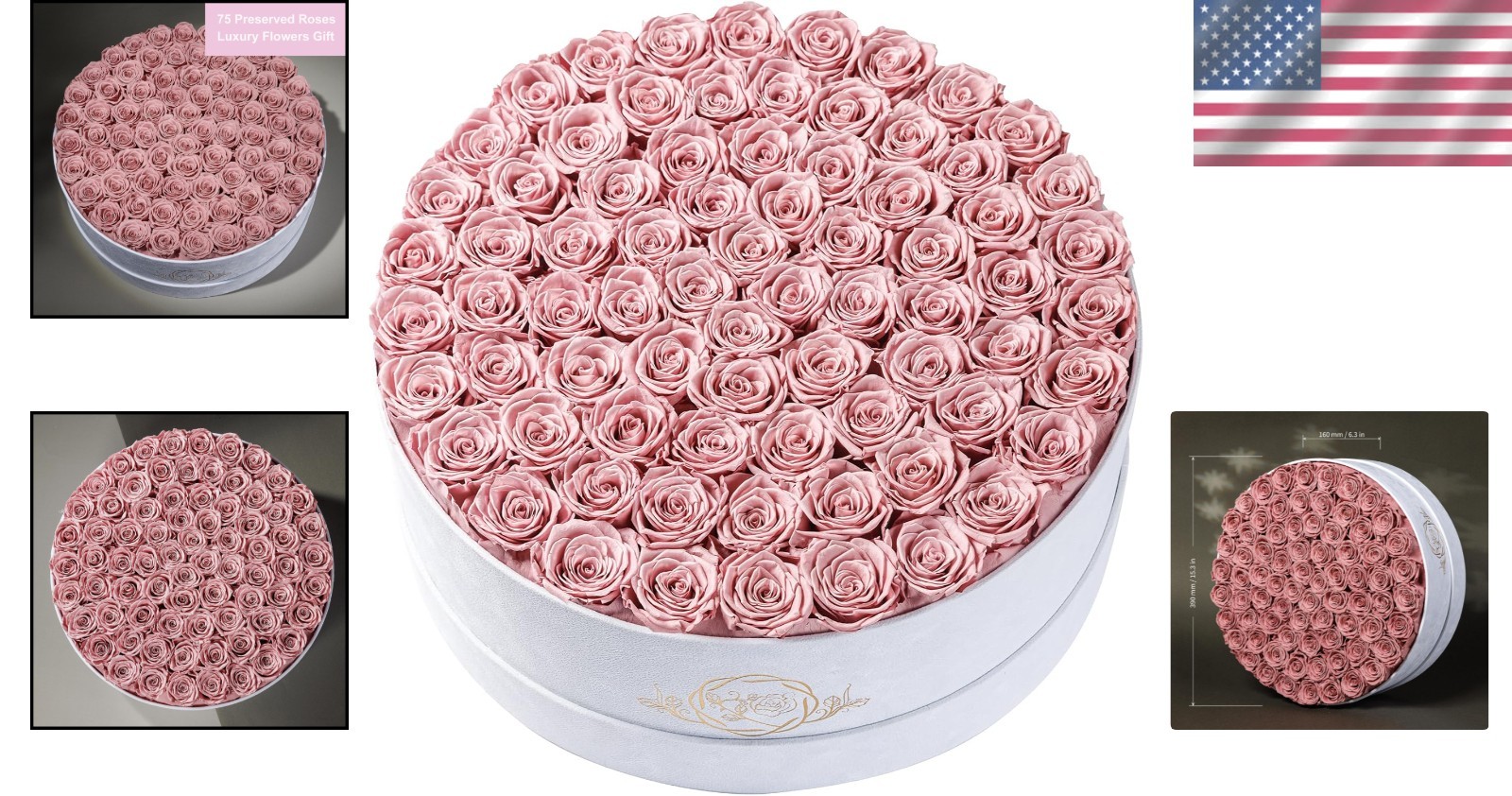 75 Preserved Roses in Suede Box – Luxury Flowers Gift