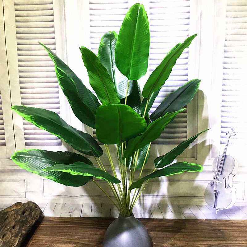 70-85cm Artificial Banana Tree Leaf Plastic Palm Leaves Garden Hotel Home Decor