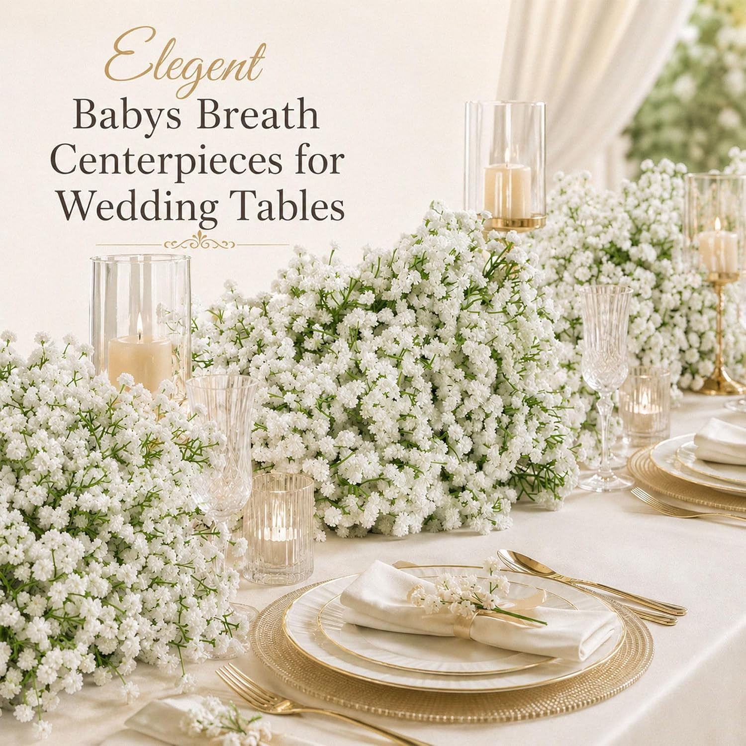 150Pcs White Baby’S Breath Artificial Flowers Bulk for Weddings | Pure White Fau