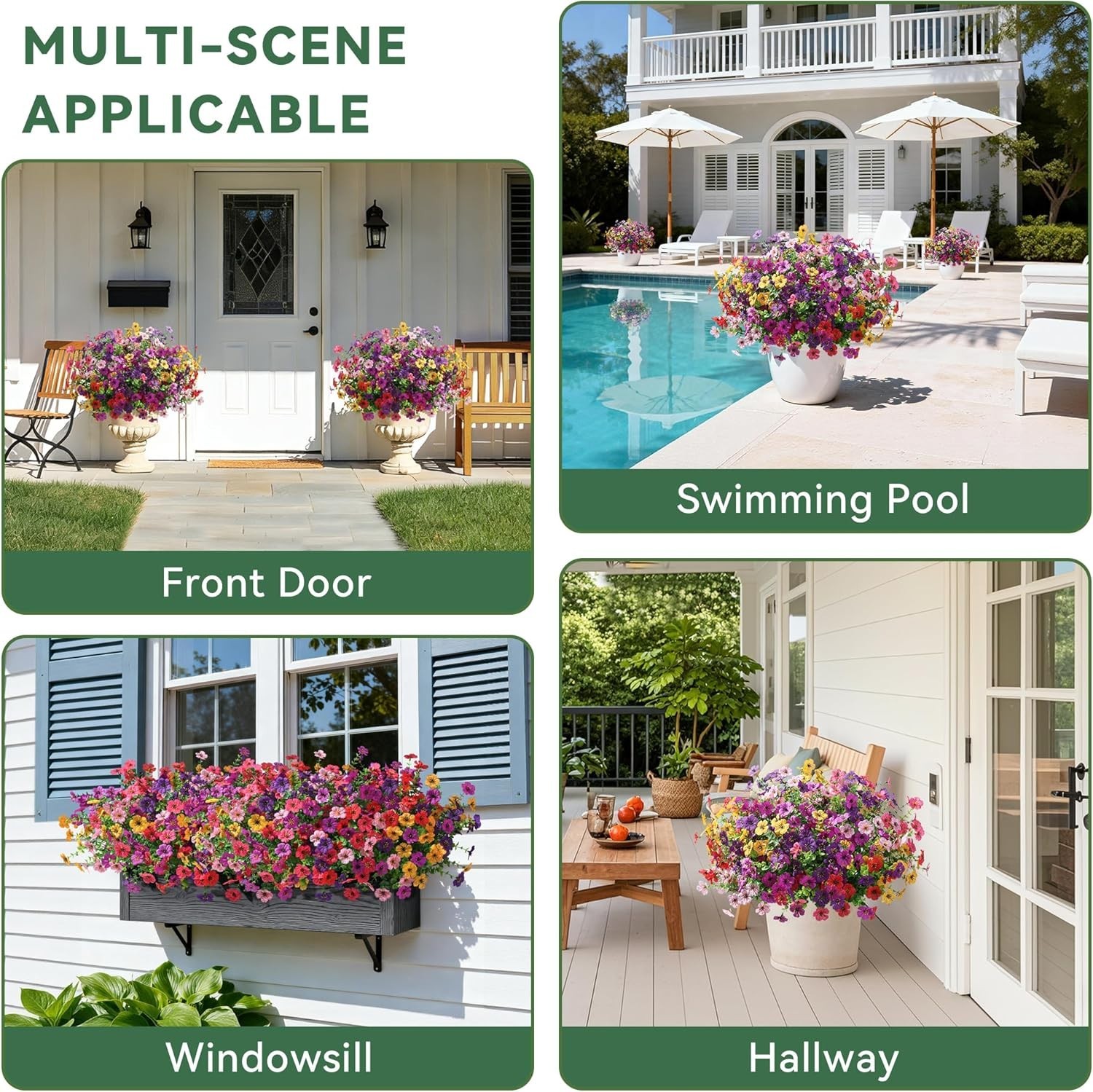 Artificial Flowers for Outdoor 24 Bundles Fake Mums with Eucalyptus Leaves UV…