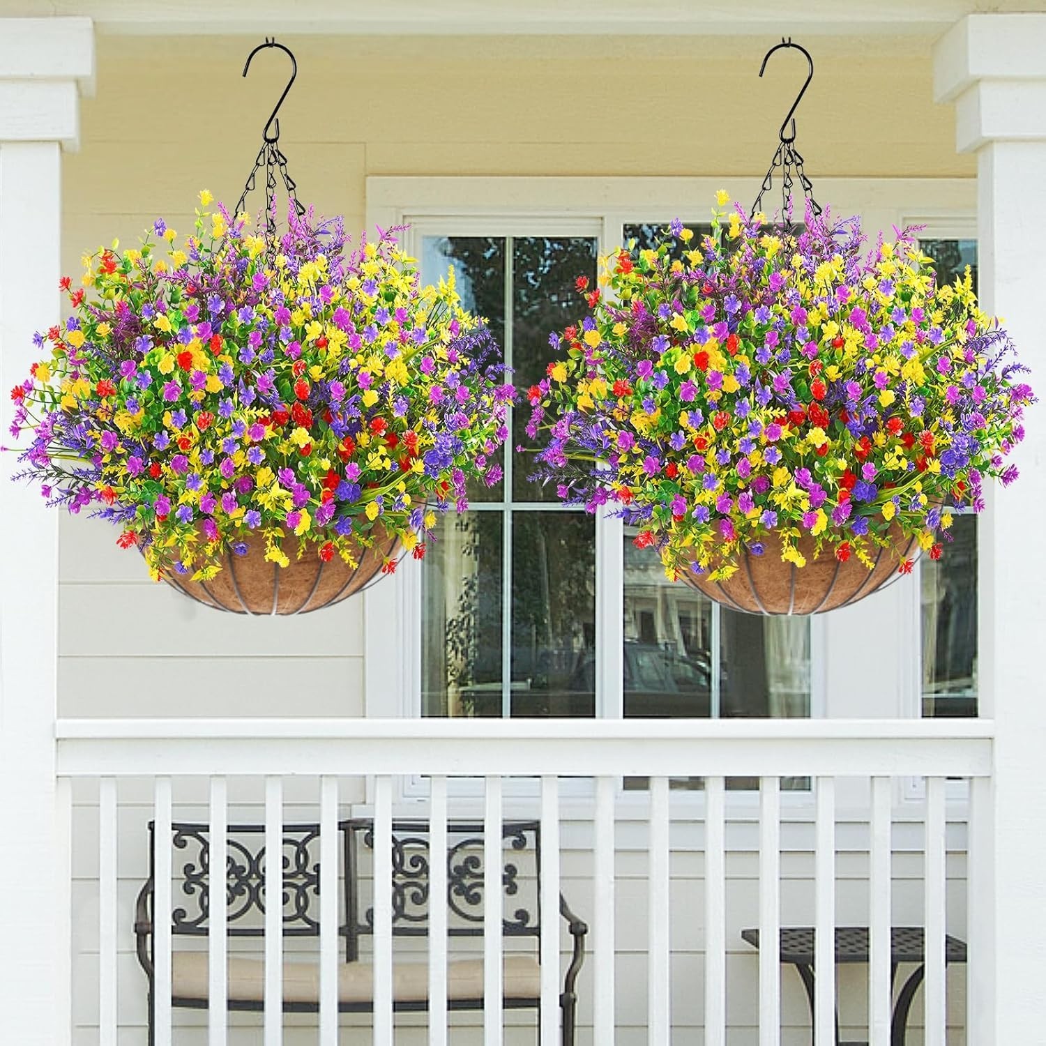 Artificial Flowers for Outdoors UV Resistant, 9 Bundles Realistic Outdoor Art…