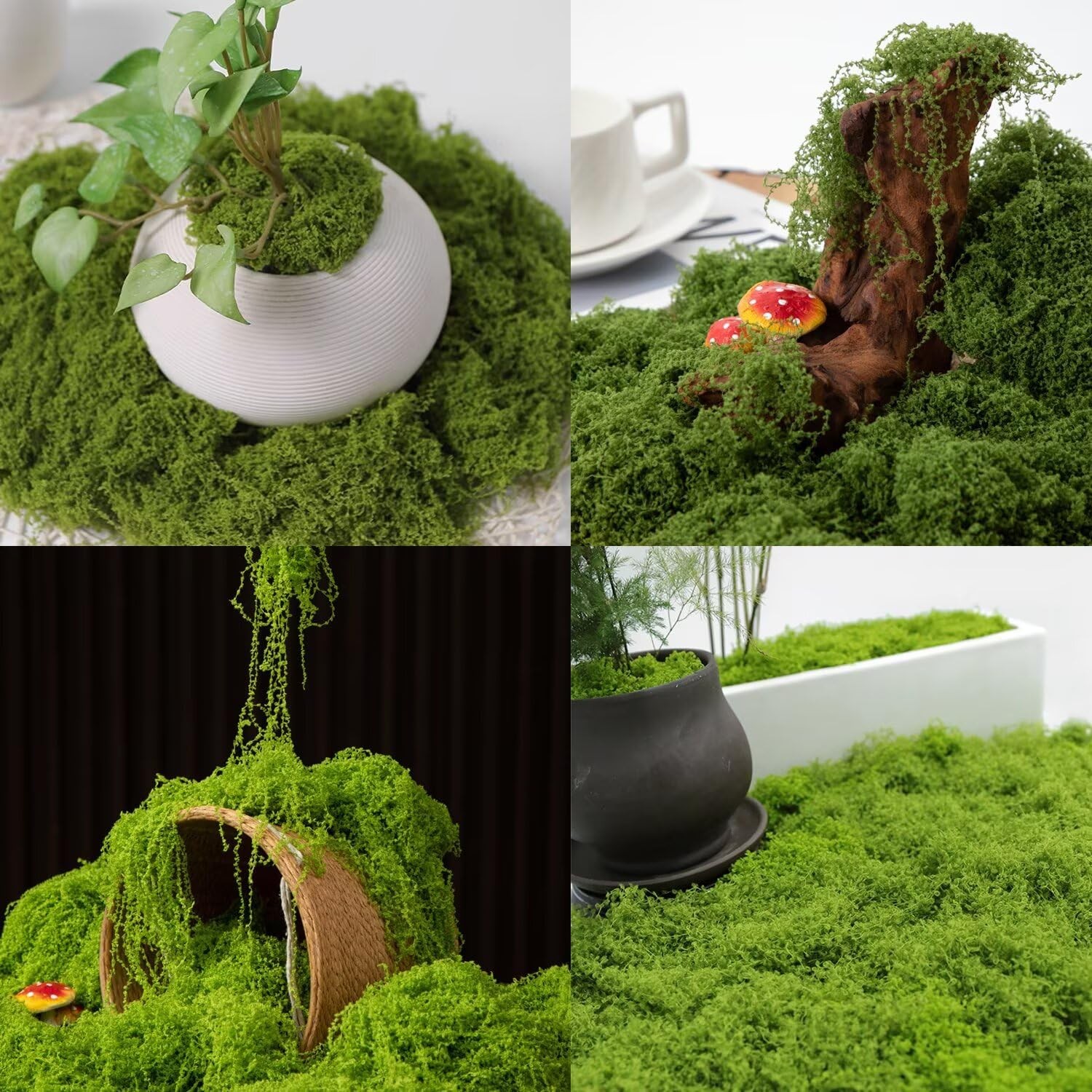 KEYUSHOP Fake Green Moss for Potted Plants 5.3 OZ Preserved Reindeer Moss Craft