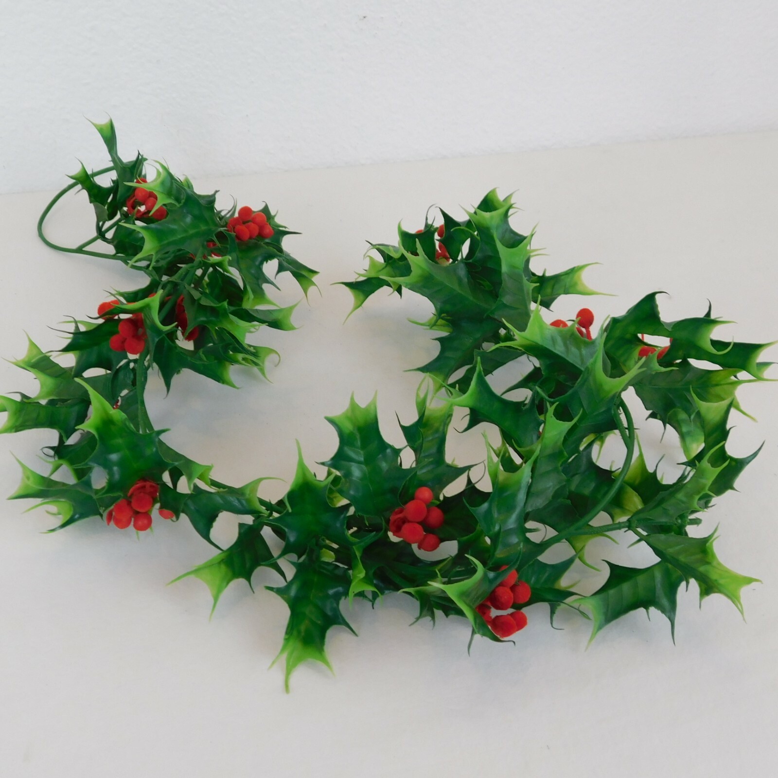 3 Piece Artificial Floral Pieces Holly & Berries Poinsettia Fern Red White Green