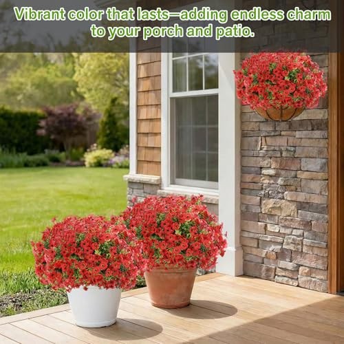 Artificial Flowers Fake Plants for Outdoors Artificial Flowers(13 Pcs) Red