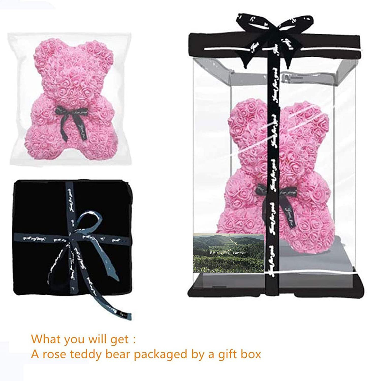Rose Flower Hand Made Teddy Bear 10 Inches Valentin’s Day Birthday Anniversary