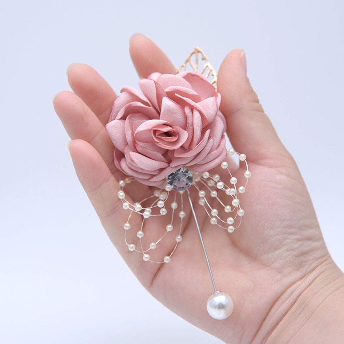 Wrist Corsage Rose Flower Brooch Set Wedding Prom Bracelet Hand Accessory