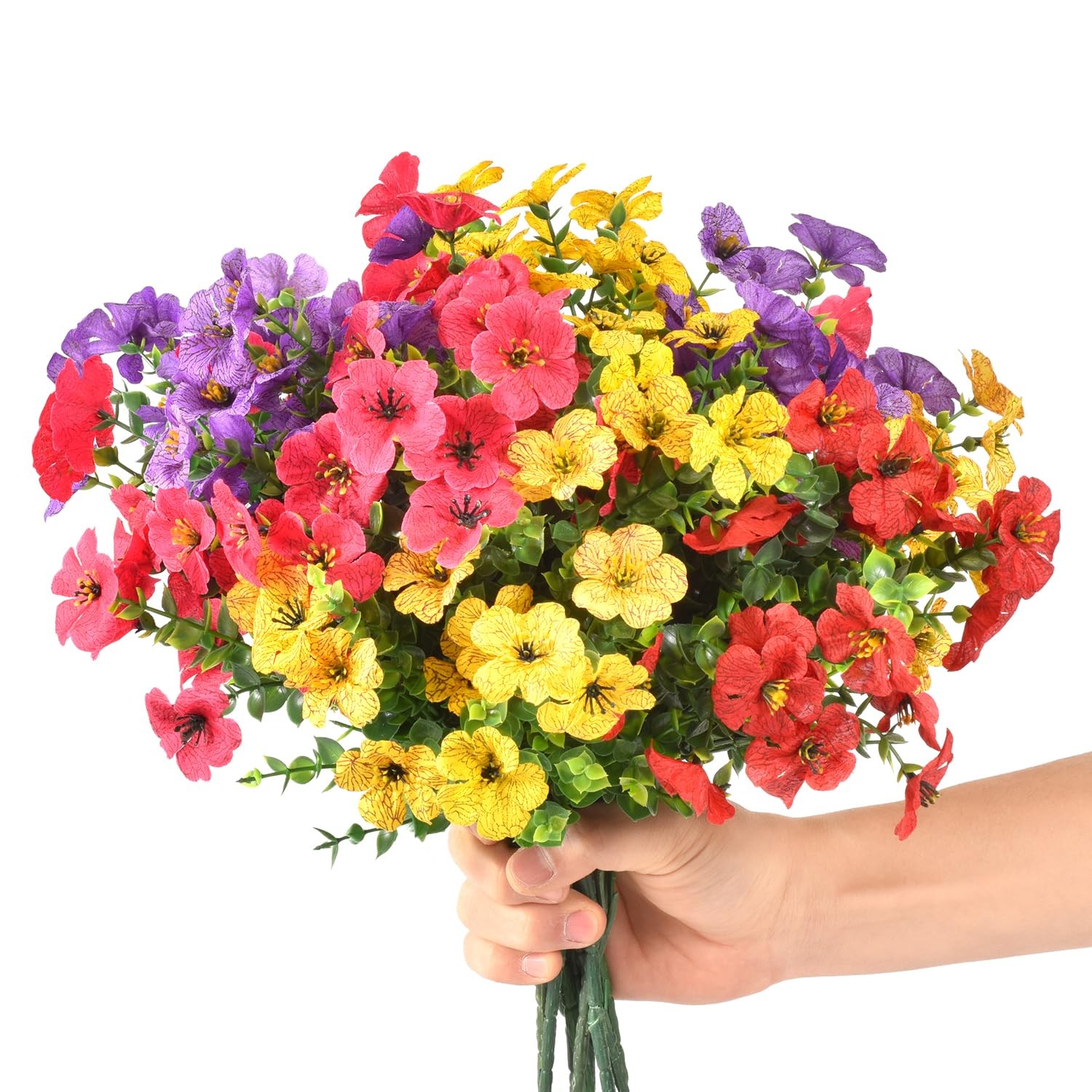 Artificial Flowers Outdoors with Hanging Baskets, Realistic UV Resistant Fake…