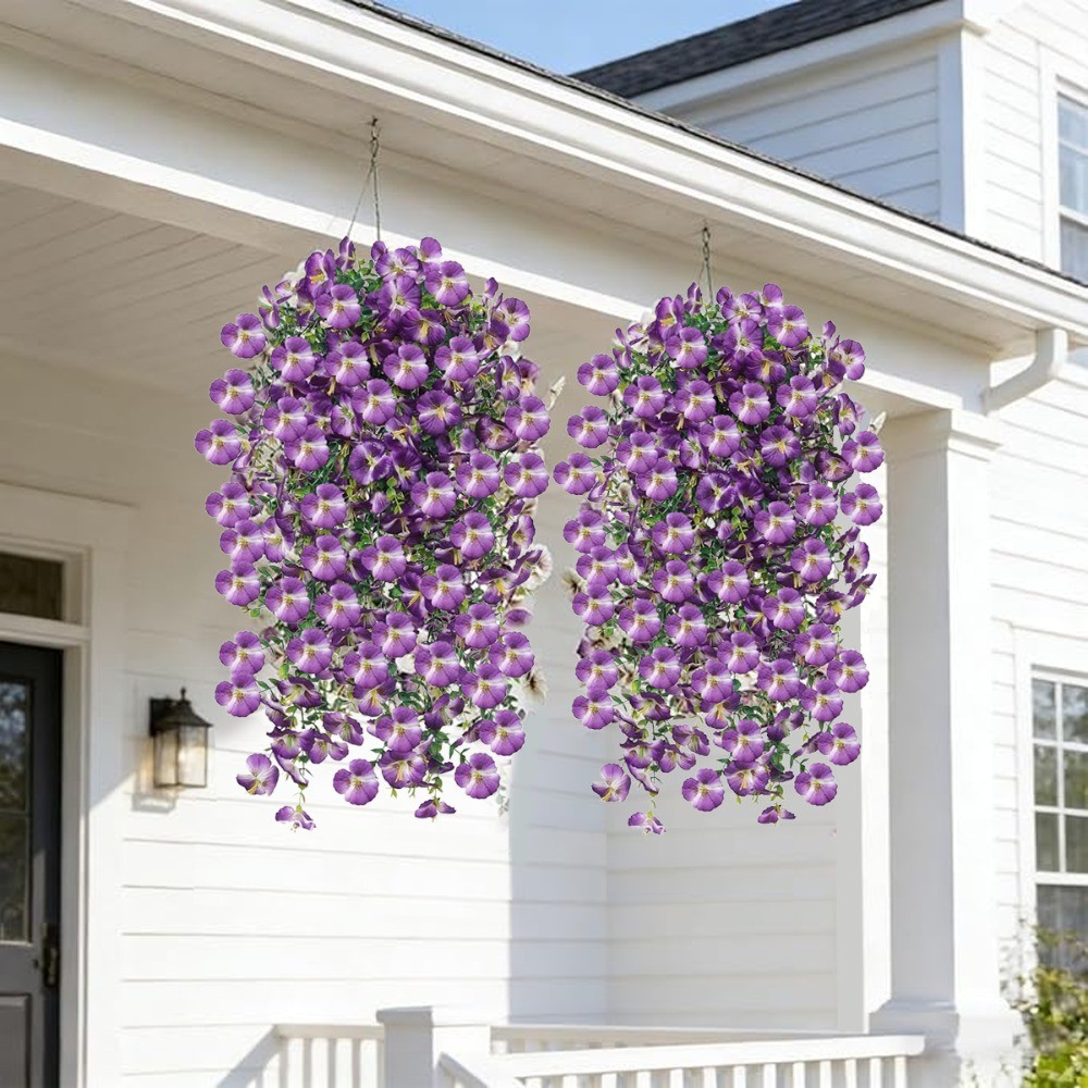 4x Artificial Hanging Orchid Flowers Fake Silk Plants Outdoor Garden Home Decor