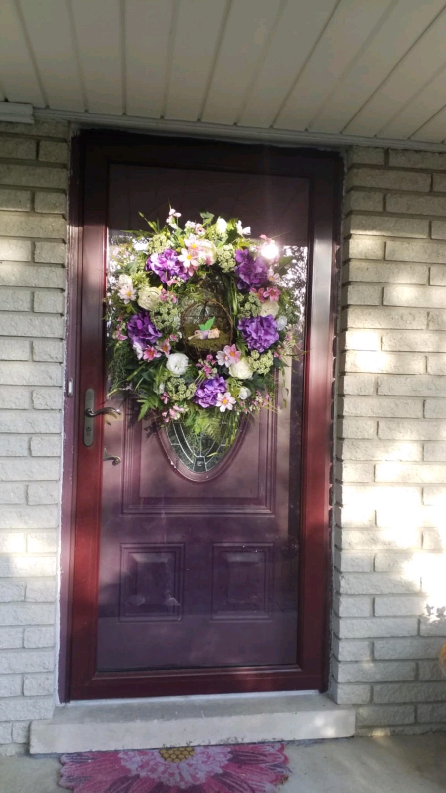 Flower Wreath Bird Decor Arrangement Spring Summer Wall Hanging