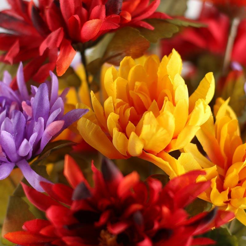 Factory Direct Craft Colorful Yellow, Red, and Lavender Artificial Mum