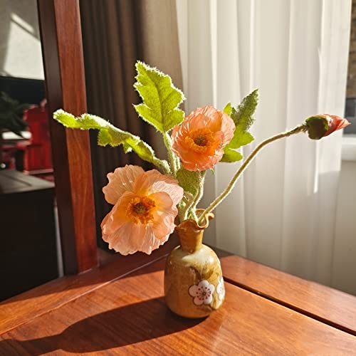 Artificial Flowers 5Pcs Poppies Flowers Artificial Silk Flowers for Home Coral