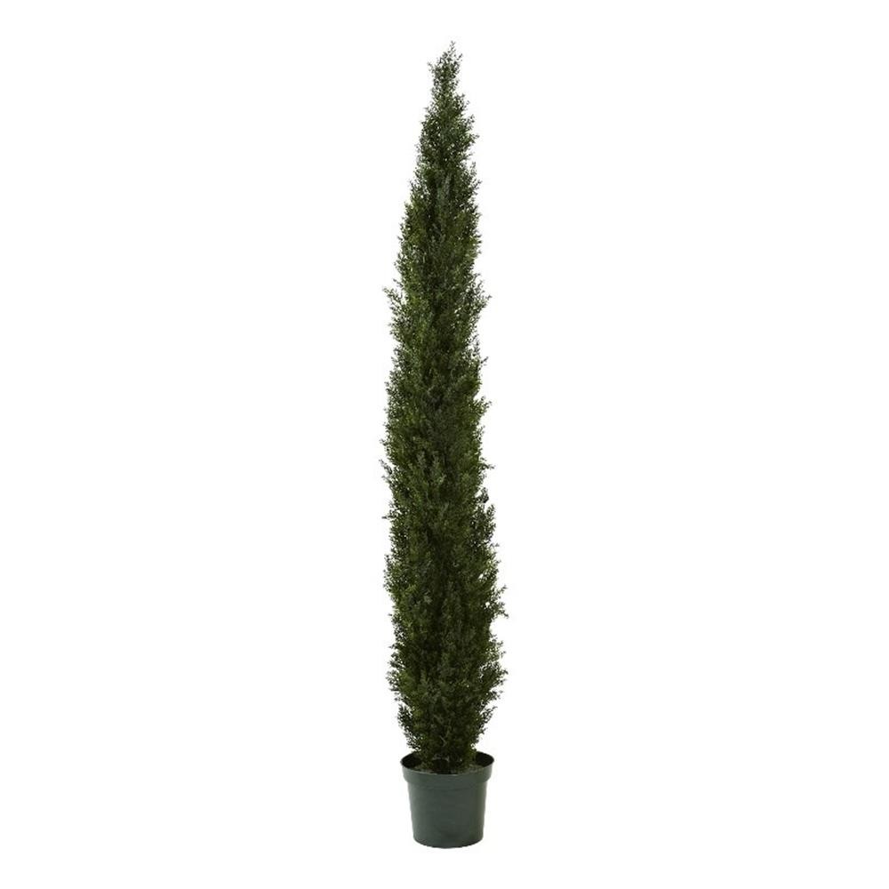 Nearly Natural 8ft Mini Cedar Pine Tree w/ 4249 tips in 12″ Pot (Two Tone Green)