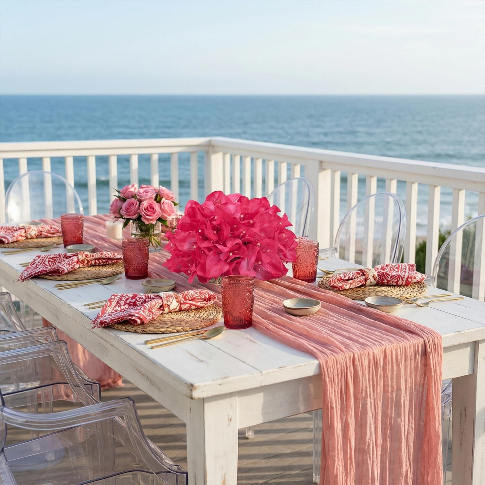 Hot Pink Artificial Bougainvillea Flower Balls for Centerpieces, 2 PCS 7.8″ V…