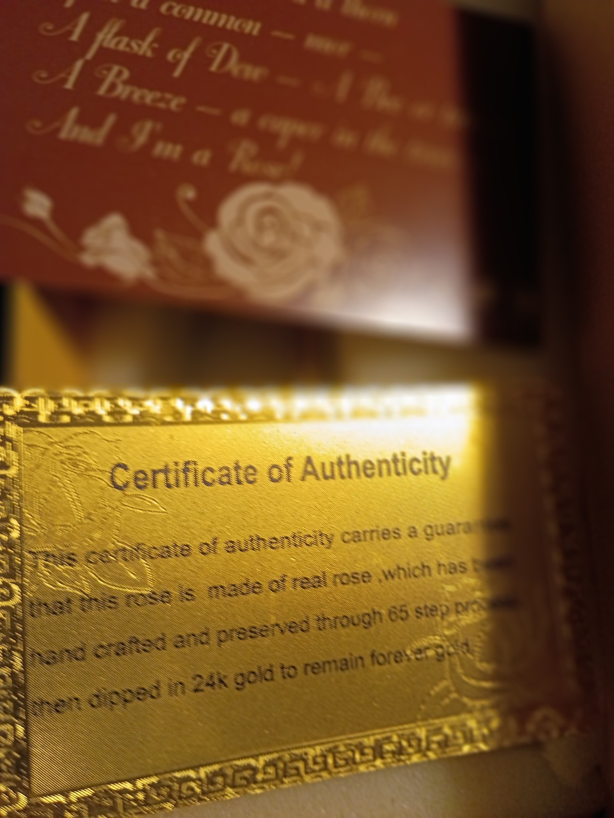 ZJchao 24K Gold Dipped Preserved Pink Rose Flower w/ Certificate