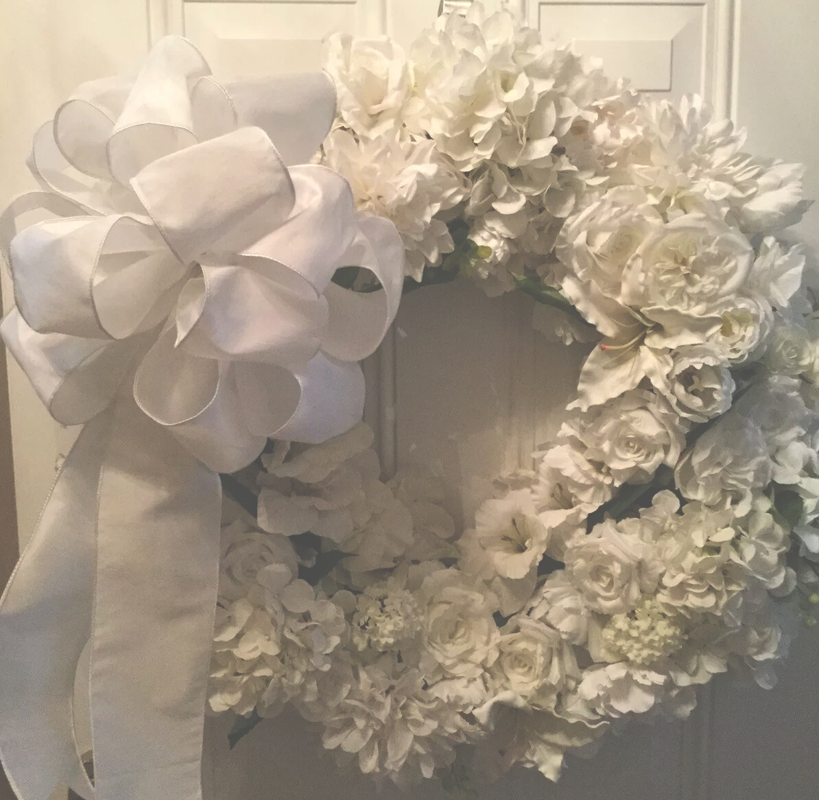 Modern 24” Pure White Wreath, Wedding, Bridal, Peaceful, And Keepsake