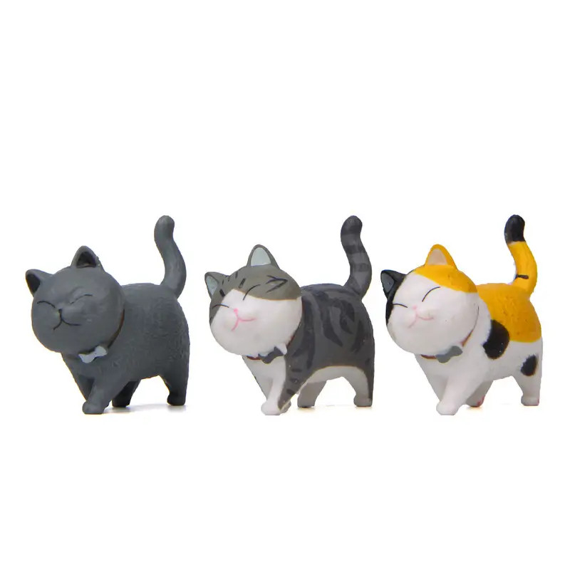 Set of 3 Mini Cats Table, Desk, or Plant Ornament Figurines – New