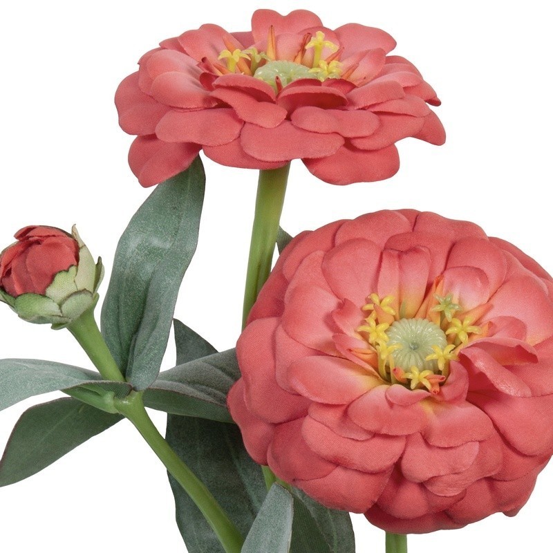 3 Pack Artificial Silk Zinnia Flowers Short Stem Indoor Decor DIY Centerpieces