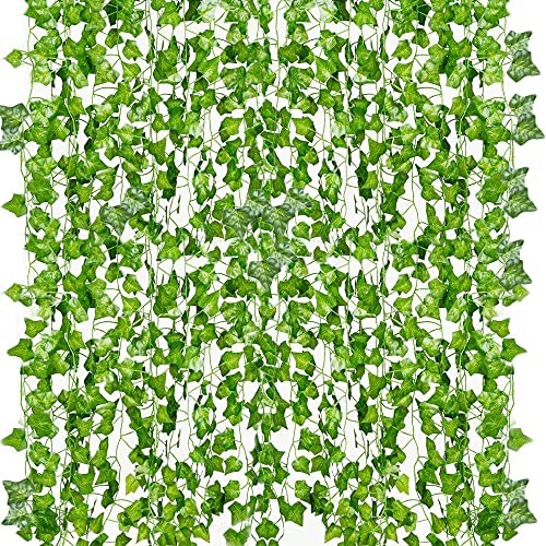 12 Pack 84 Feet Fake Ivy Leaves Vines Artificial Garland Greenery Hanging Plants