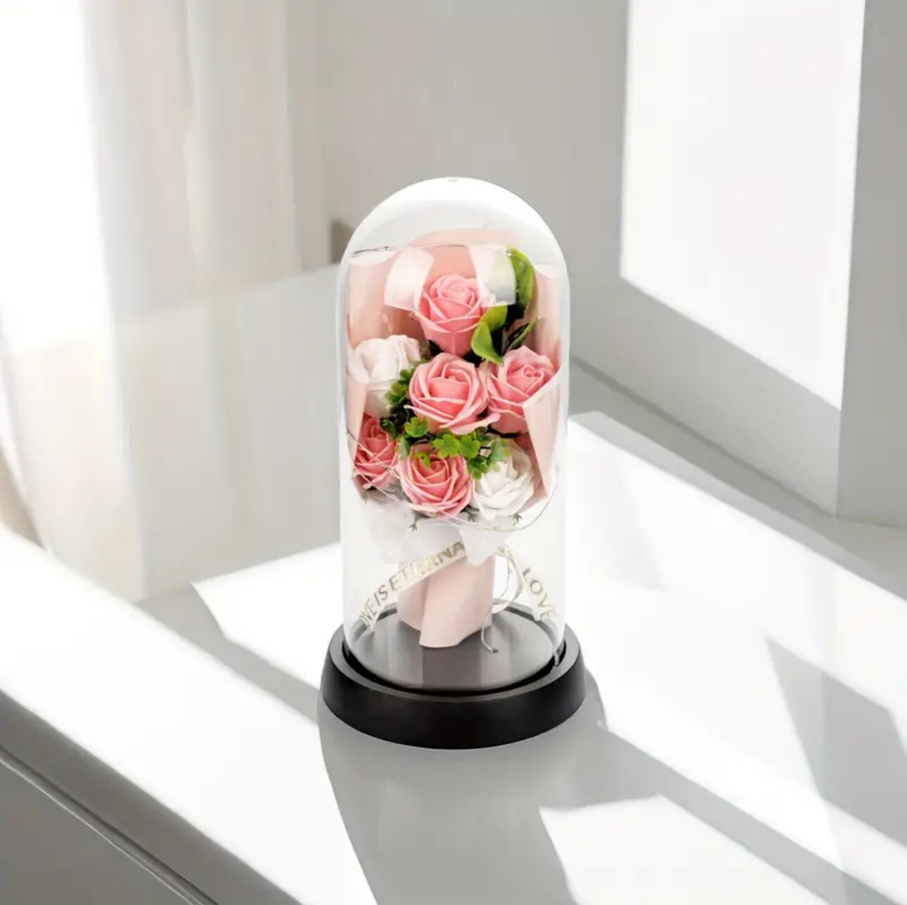 Immortal Rose Bouquet With LED Copper Wire String Light Perfect Gift Home Decor
