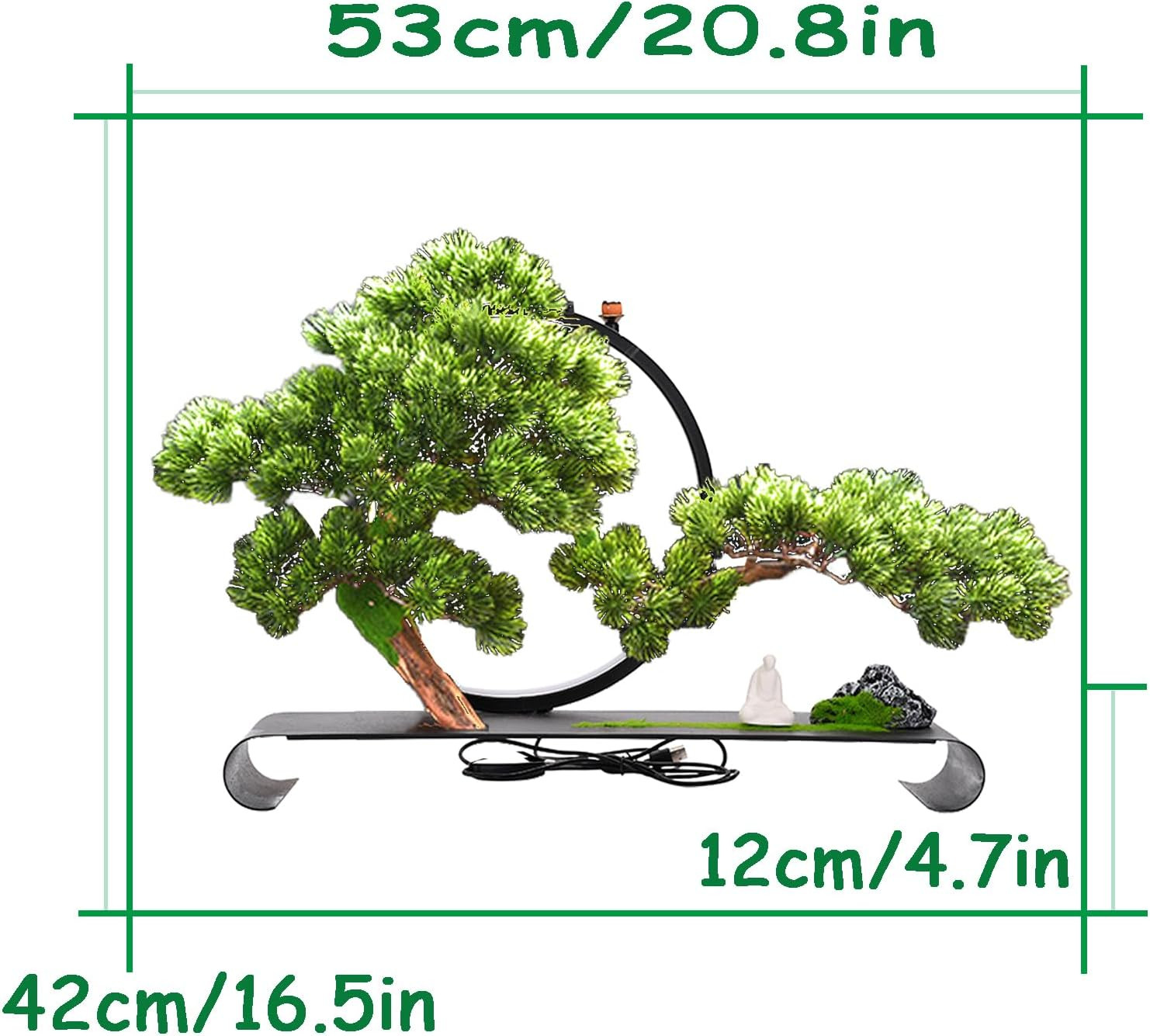 Realistic Fake Bonsai Tree with Lamp & Backflow Incense for Home Decor