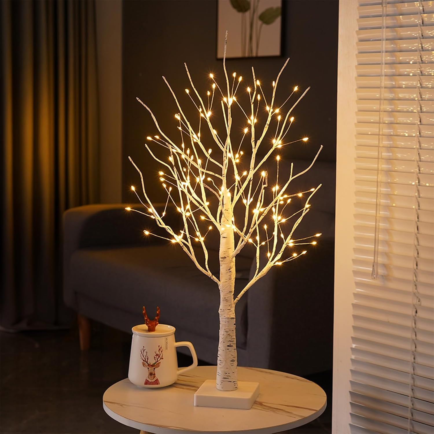 144 LED Birch Tree Lamp Tabletop Bonsai Fairy Light USB/Battery Warm White