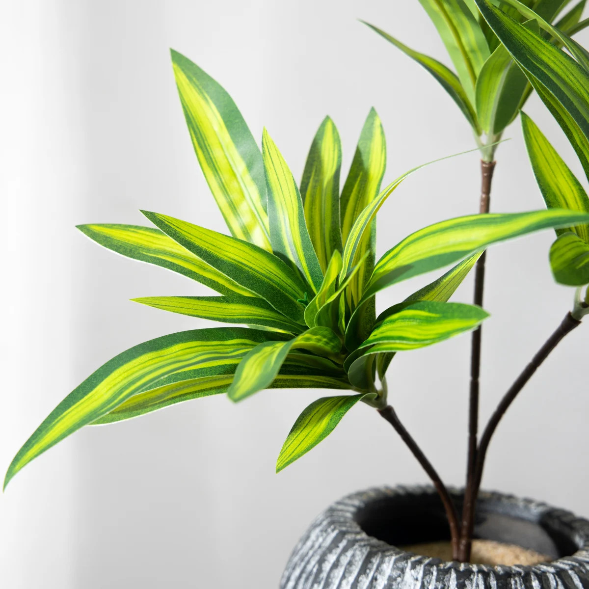 36cm 3 Heads Artificial Palm Tree Plastic Bamboo Branch Tropical Potted