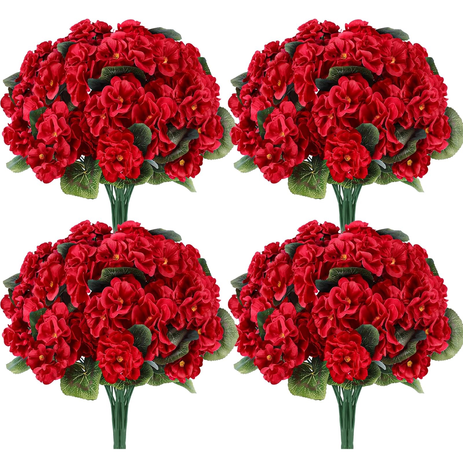 Der Rose 6 Pack Red Artificial Geraniums UV Resistant