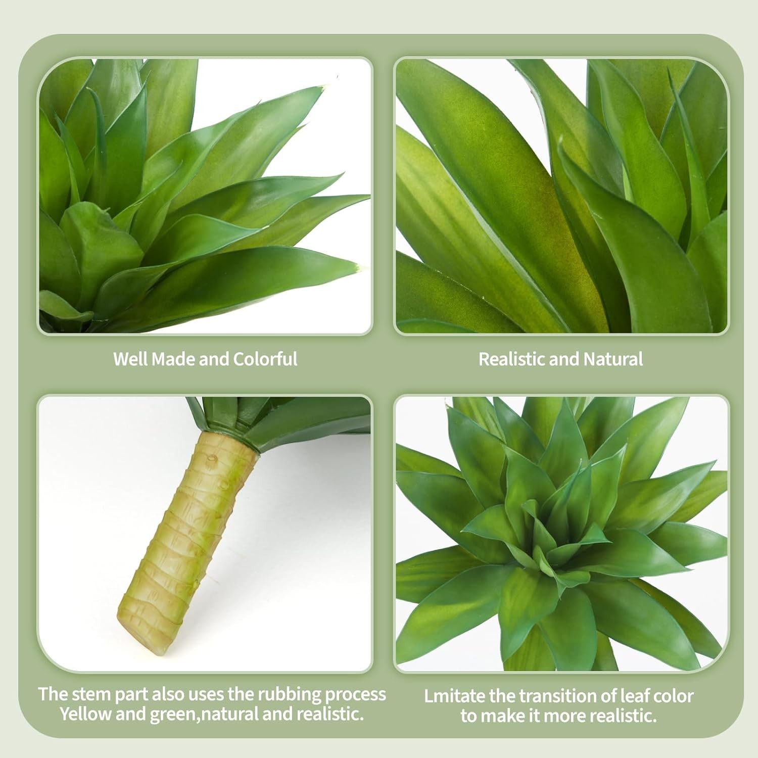 2pcs 22″/29″ Artificial Agave Plant Set, UV Resistant Realistic Fake Agave Plant