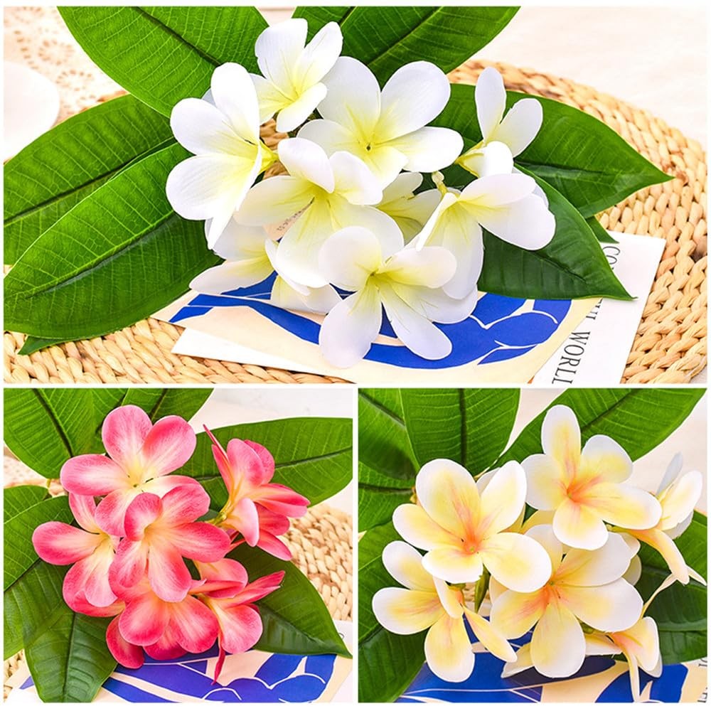 35.5 Inch Artificial Flowers Artificial Frangipani Flower 2 Pack Lifelike Rea…