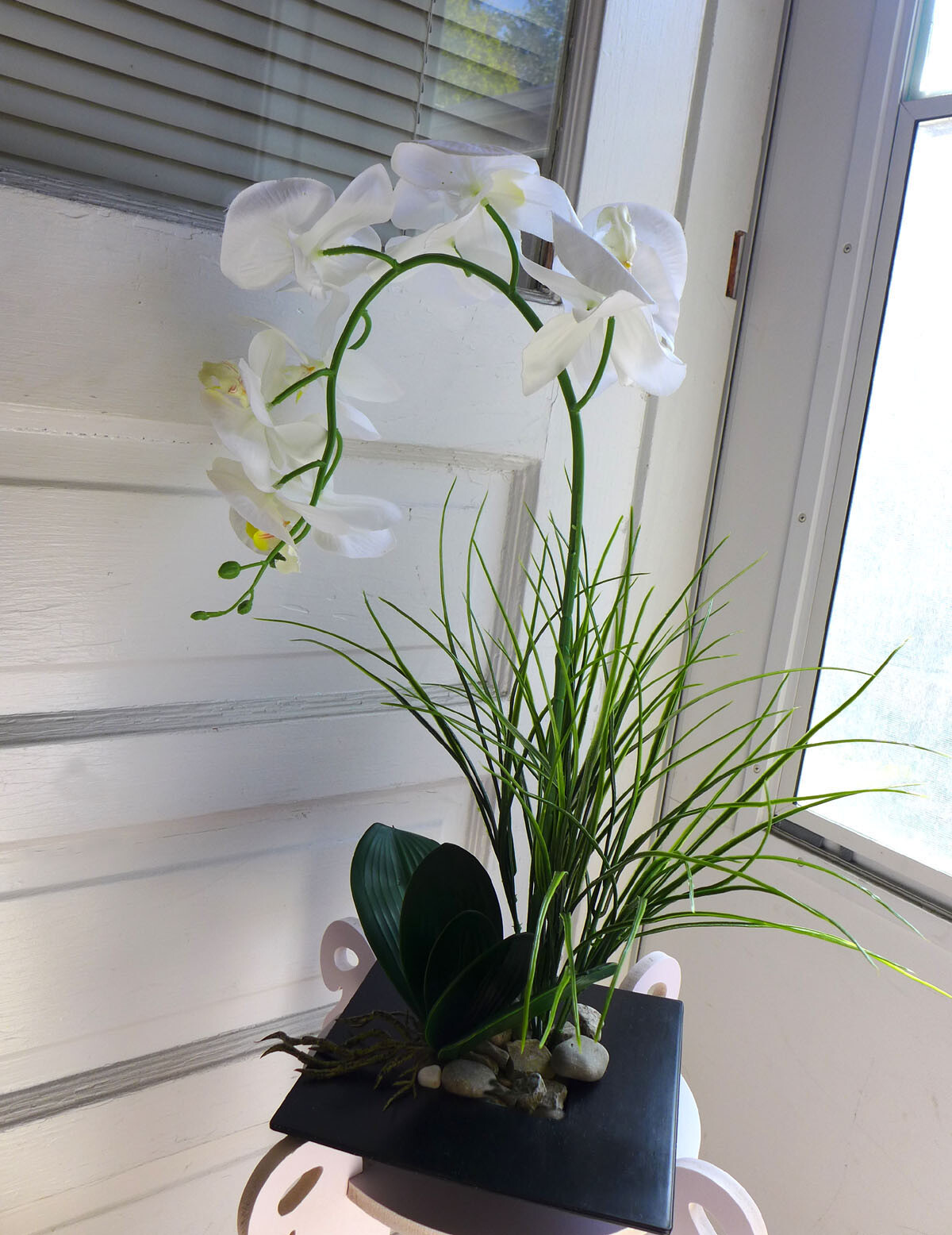 3 Pcs Artificial Plants Butterfly Orchid Flower With Fake Grass (#43)