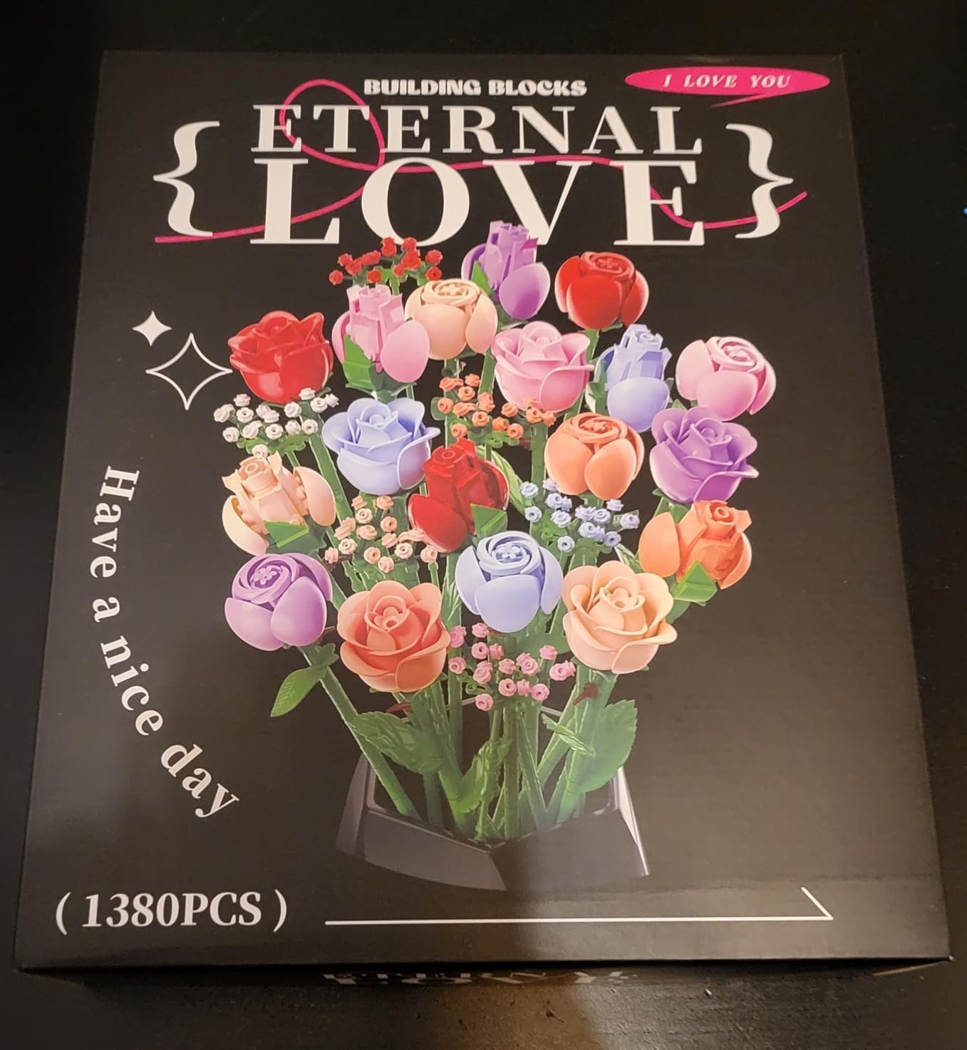 Colorful Rose Building Set – 24 Boxes of 1380pcs for Unique Floral Displays